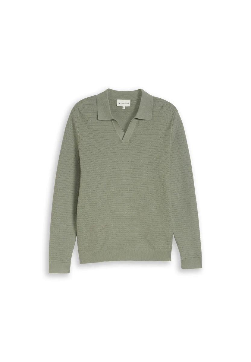 Texturiertes Baumwoll-Polo-Strickoberteil für Herren