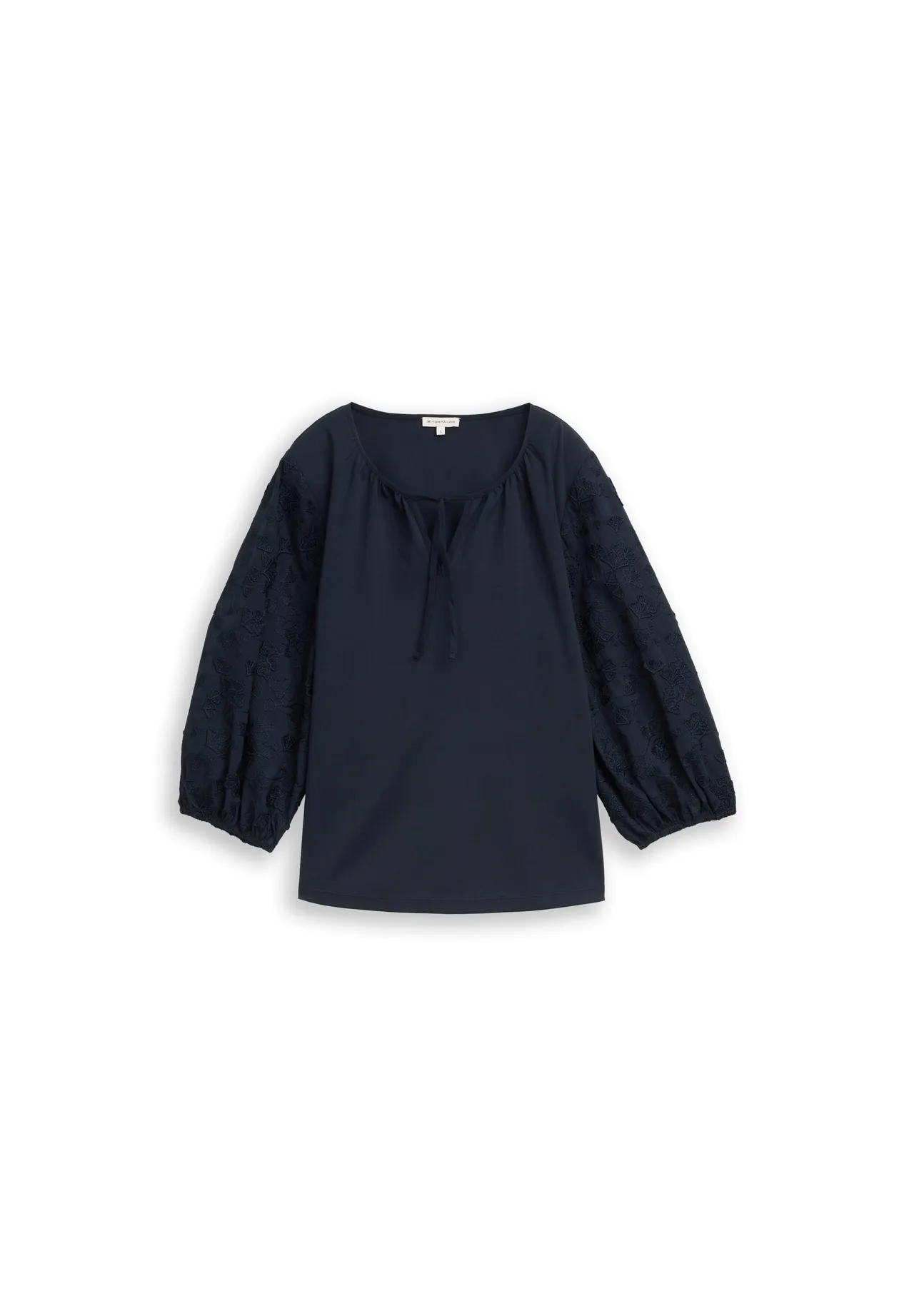 Bluse mit Stickärmeln und Bindedetail