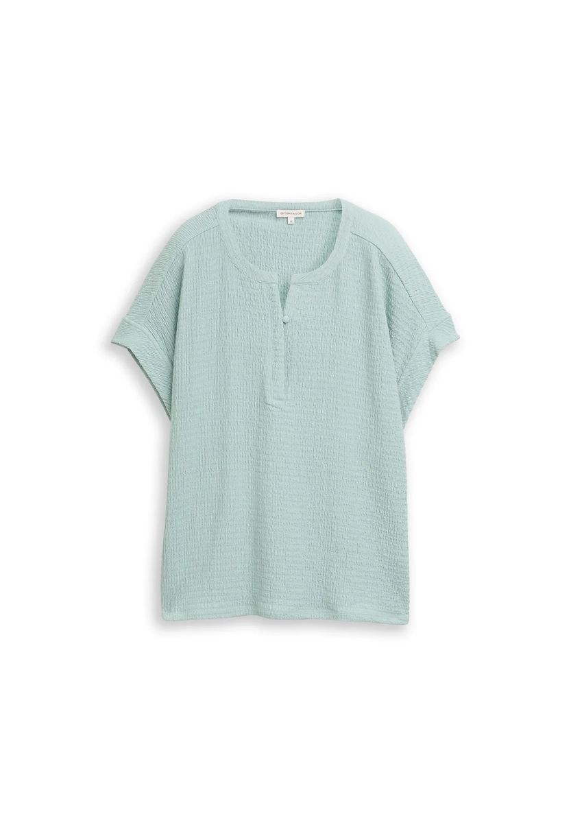 Damen T-Shirt mit Henley-Ausschnitt und Textur