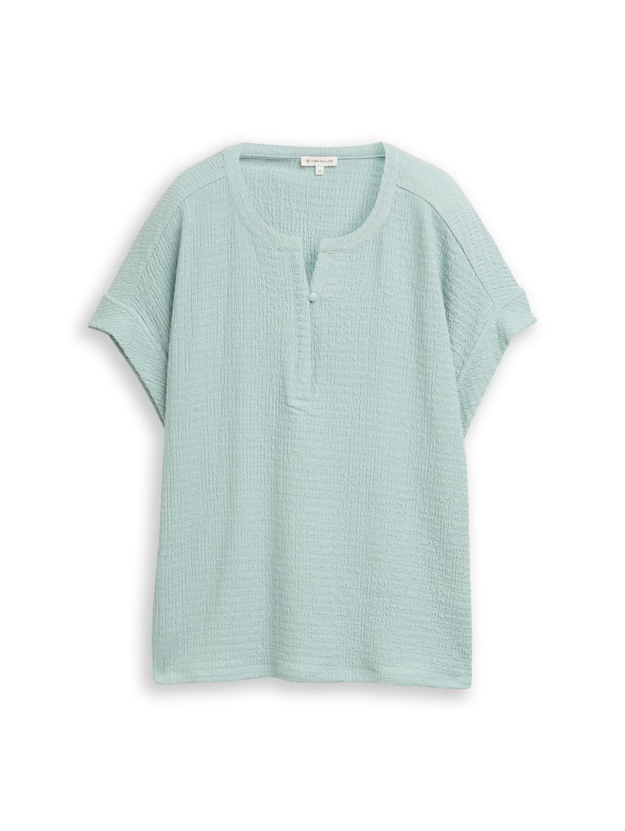 Damen T-Shirt mit Henley-Ausschnitt und Textur