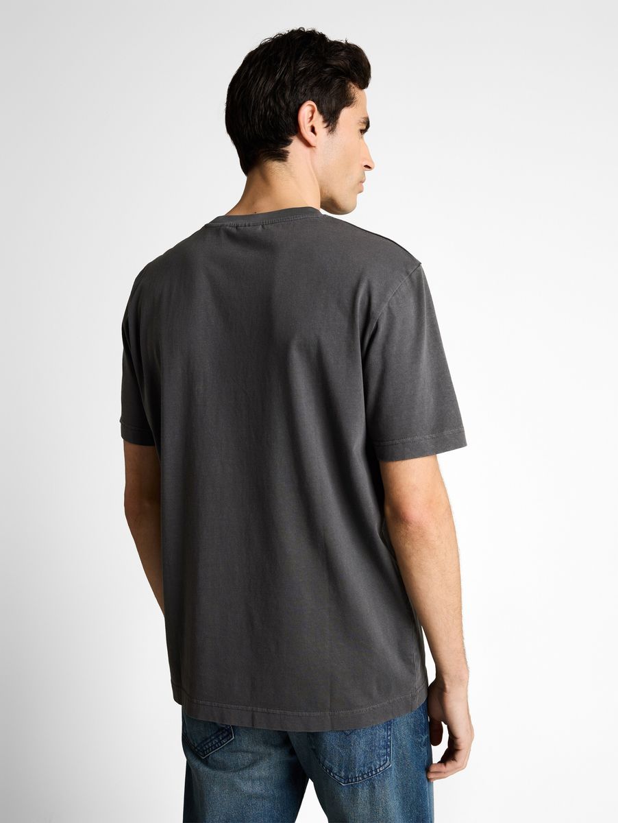Herren Einfarbiges Graues T-Shirt mit Tasche