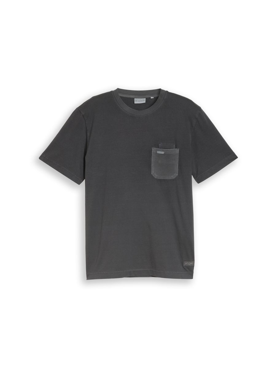 Herren Einfarbiges Graues T-Shirt mit Tasche