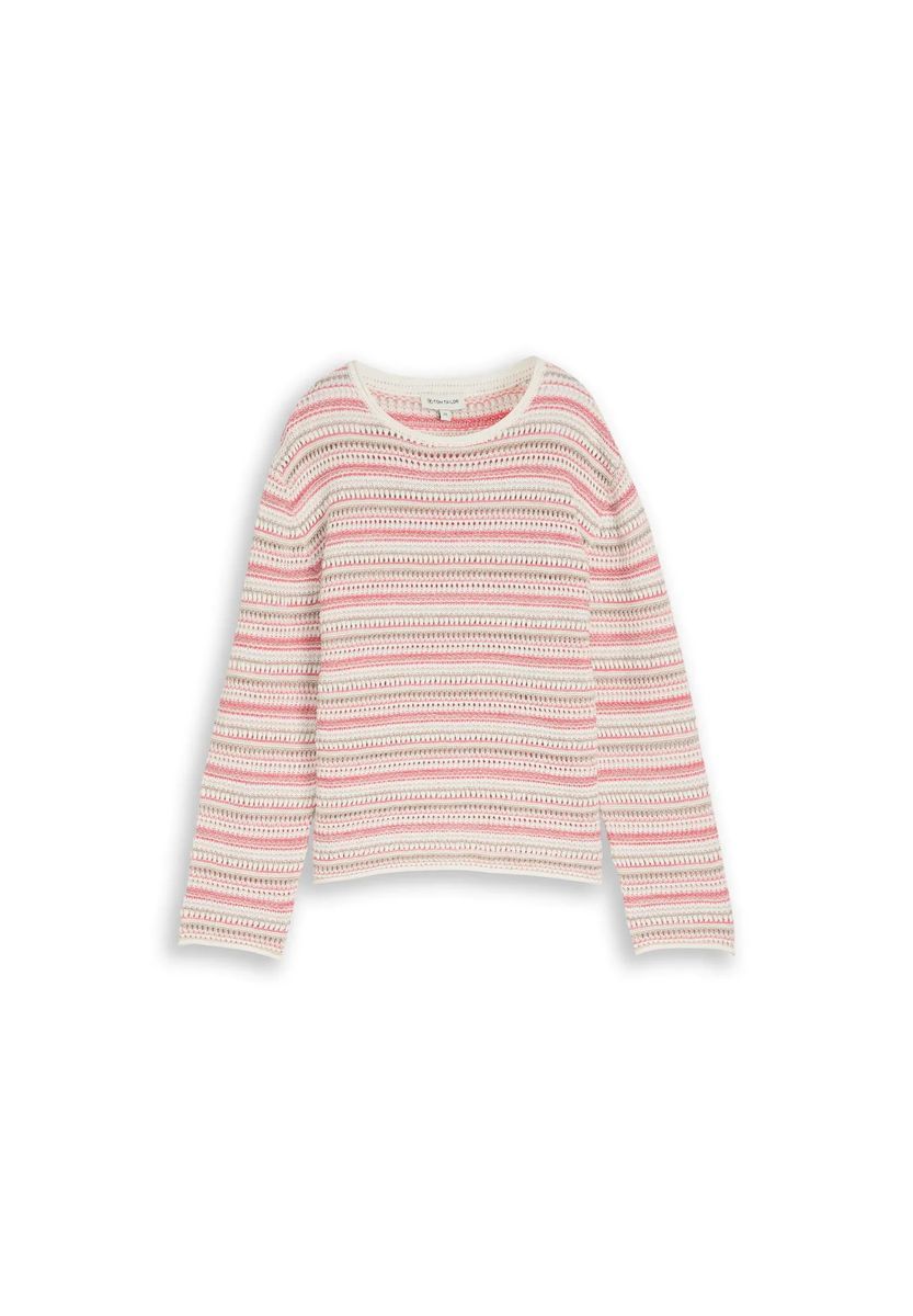 Gestreifter Baumwollstrickpullover