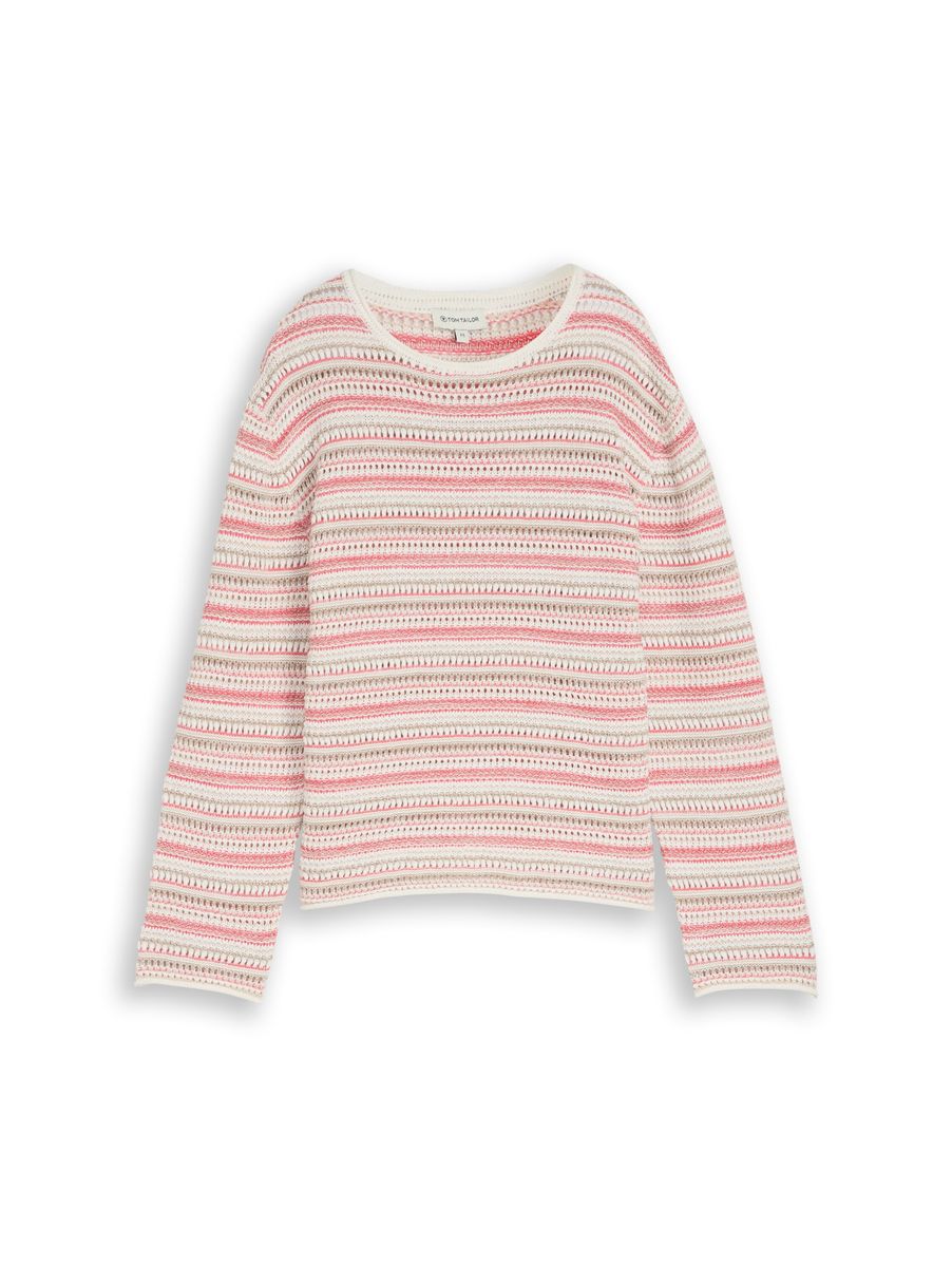 Gestreifter Baumwollstrickpullover
