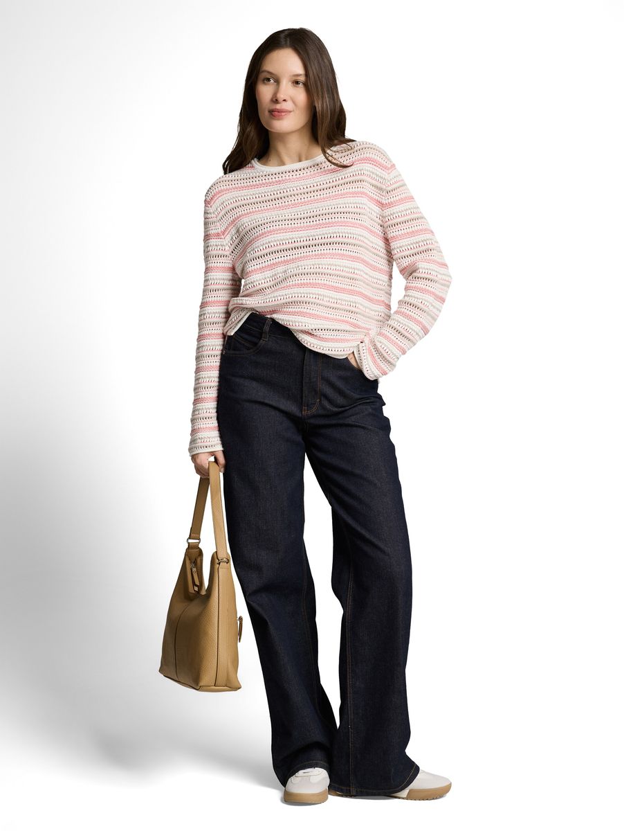 Gestreifter Baumwollstrickpullover