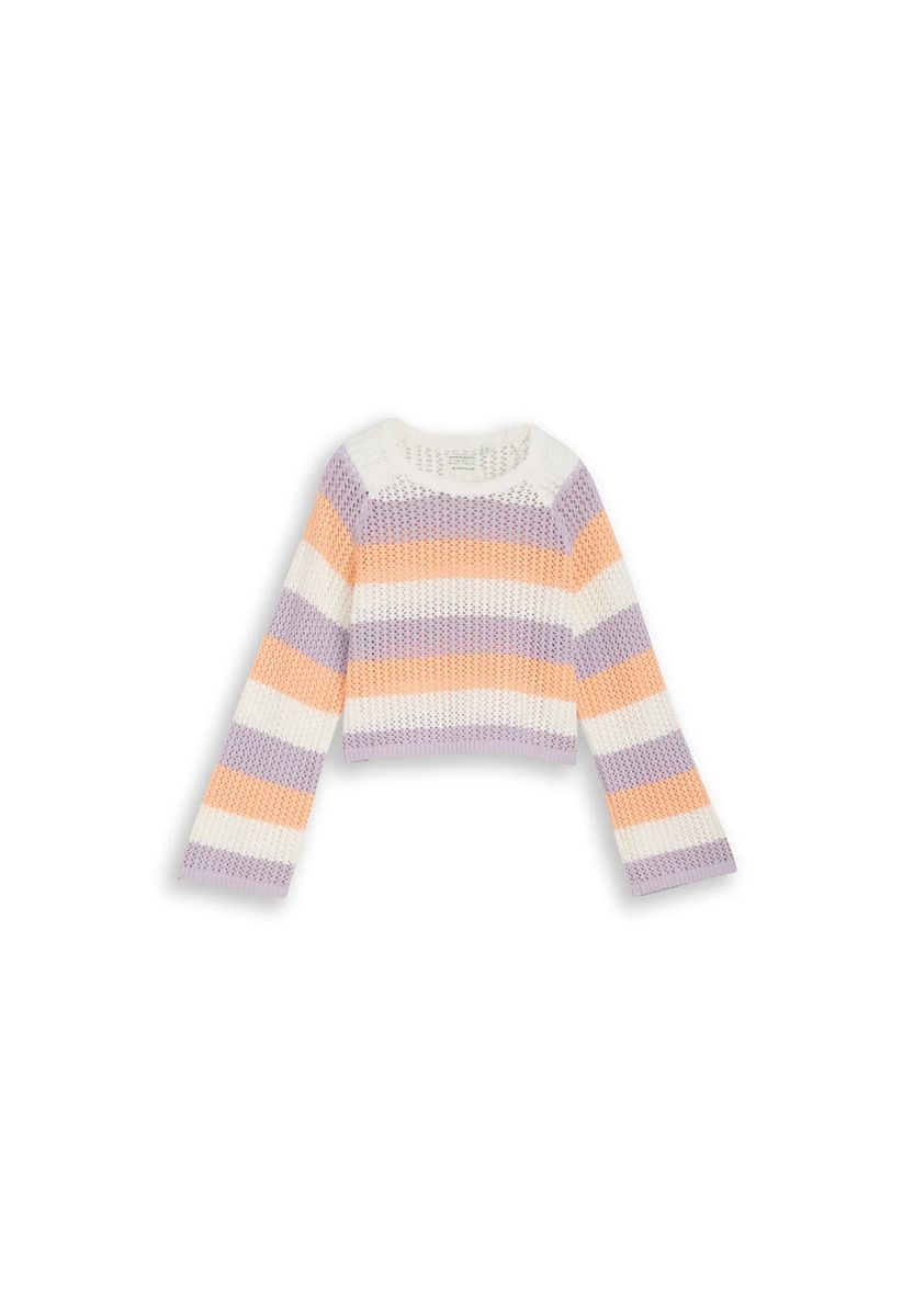 Gestreifter Strickpullover mit Glockenärmeln