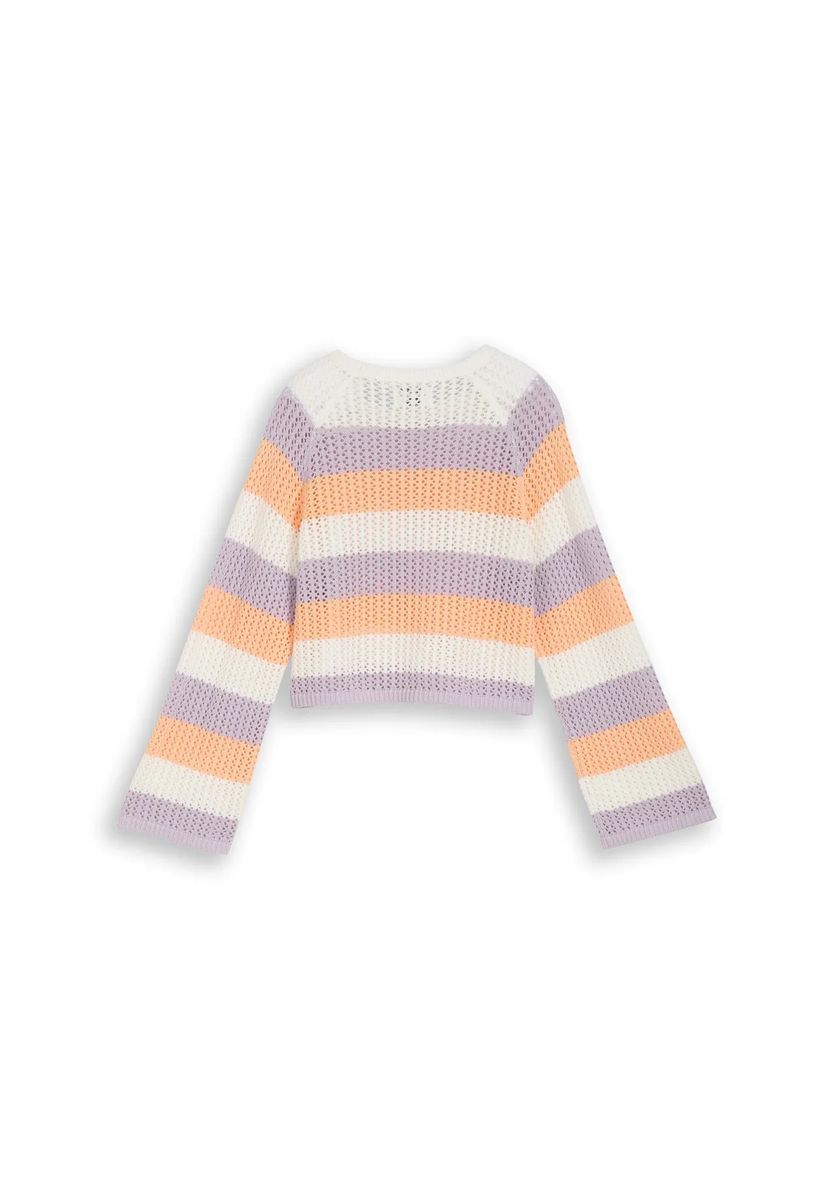 Gestreifter Strickpullover mit Glockenärmeln