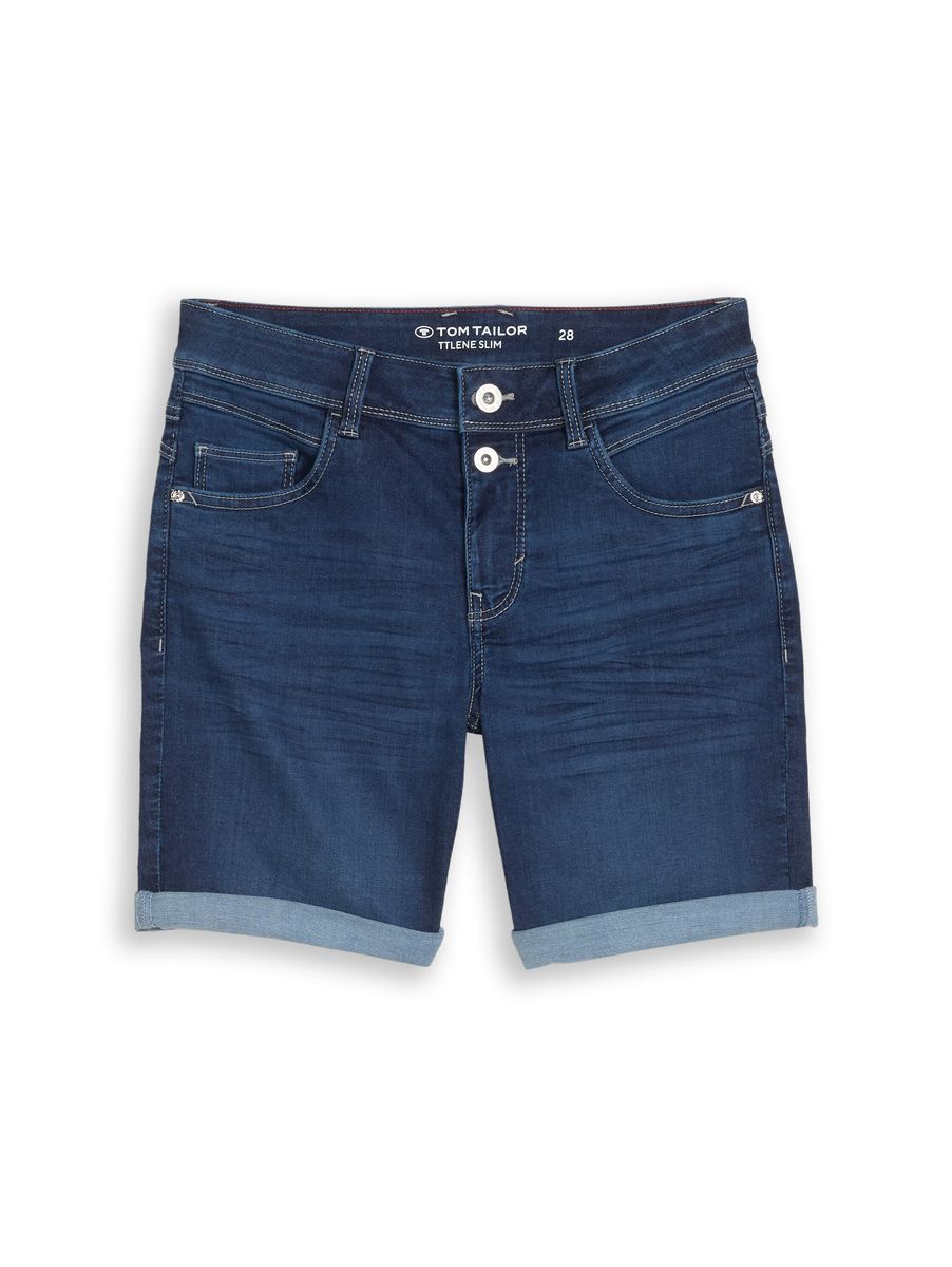 Dunkelblaue Denim Bermuda Shorts