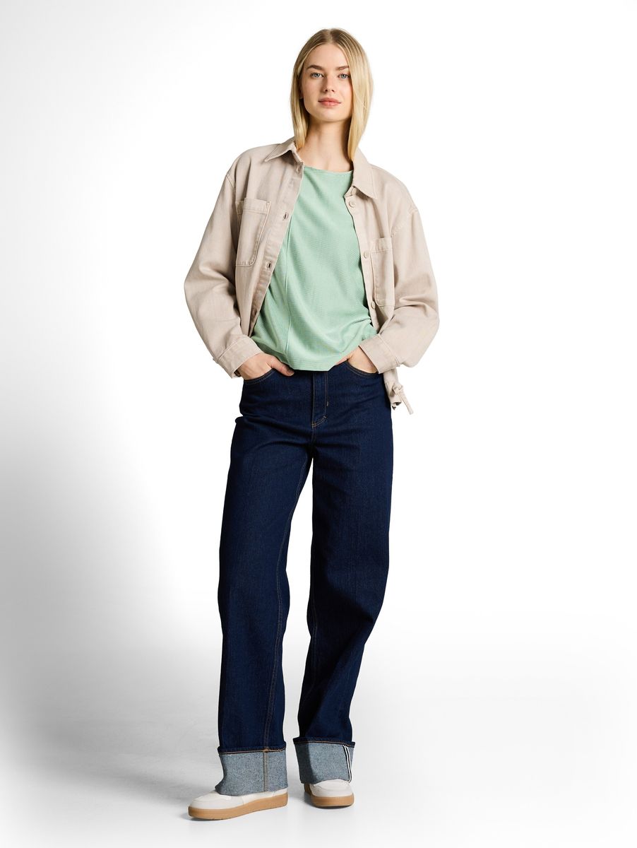 Grün gestreiftes T-Shirt mit Relaxed Fit