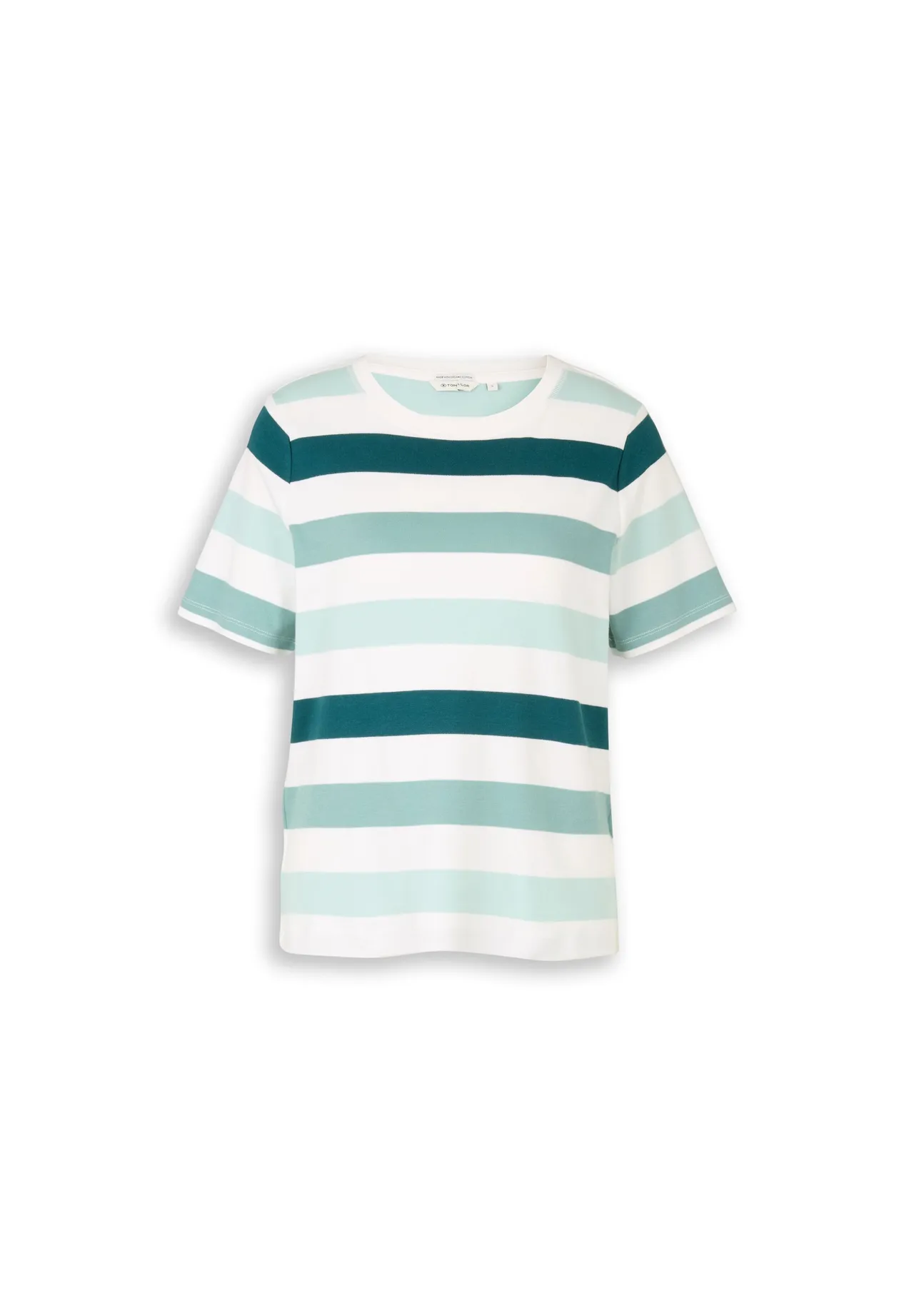 Gestreiftes Baumwoll-T-Shirt lockere Passform