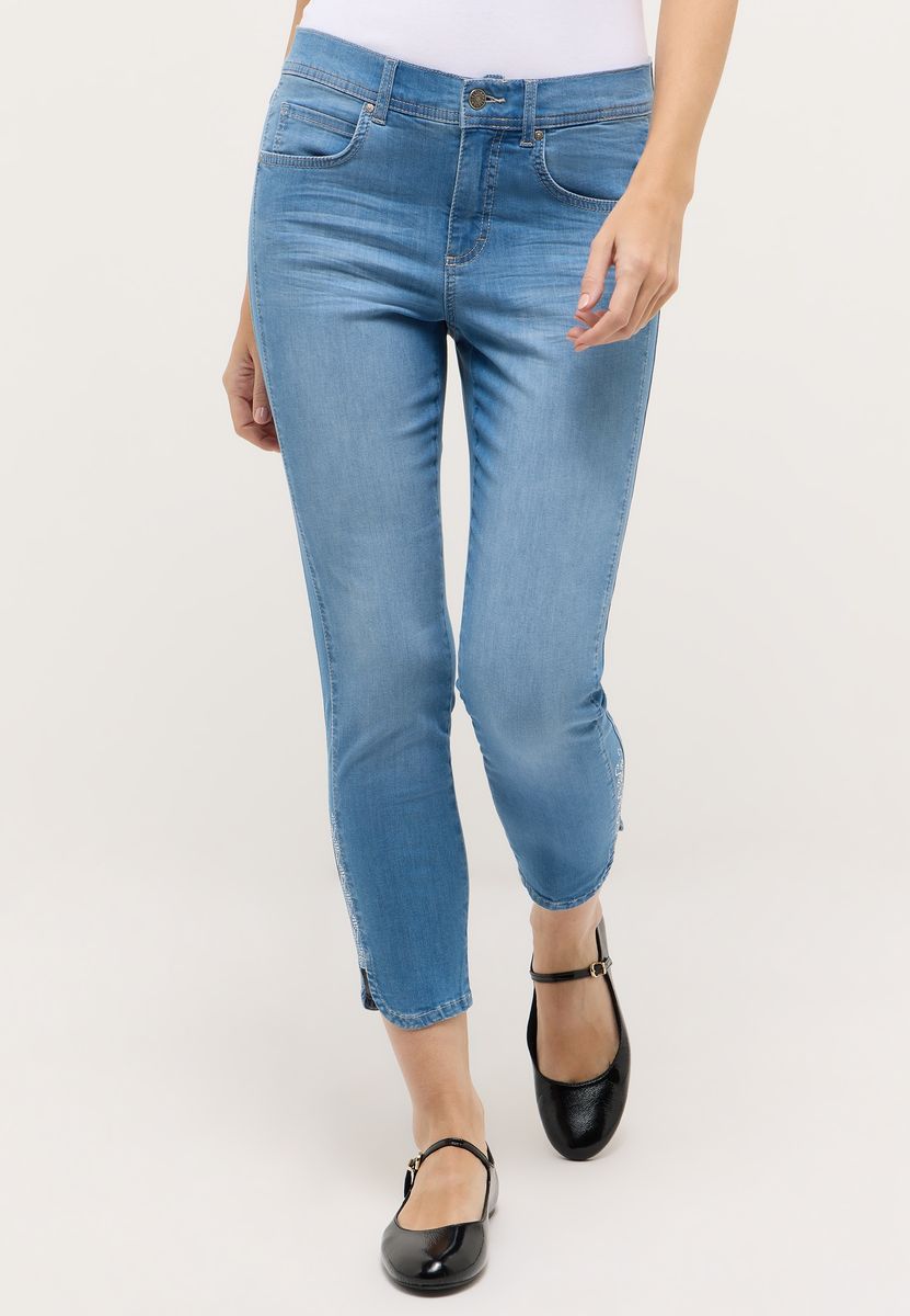 Damen 7/8 Länge Hellblaue Jeans