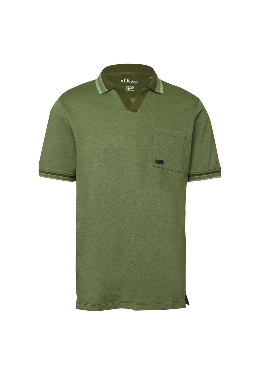 Grünes Baumwoll-Poloshirt mit Tasche