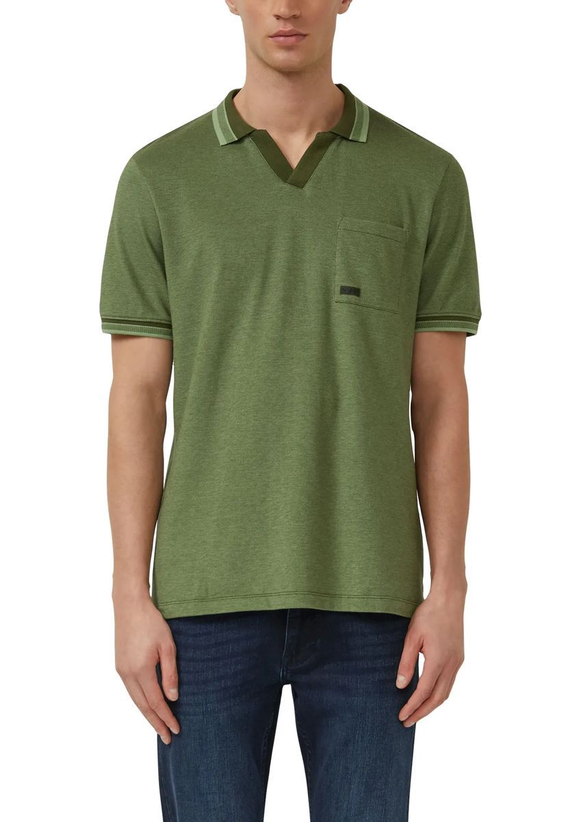 Grünes Baumwoll-Poloshirt mit Tasche