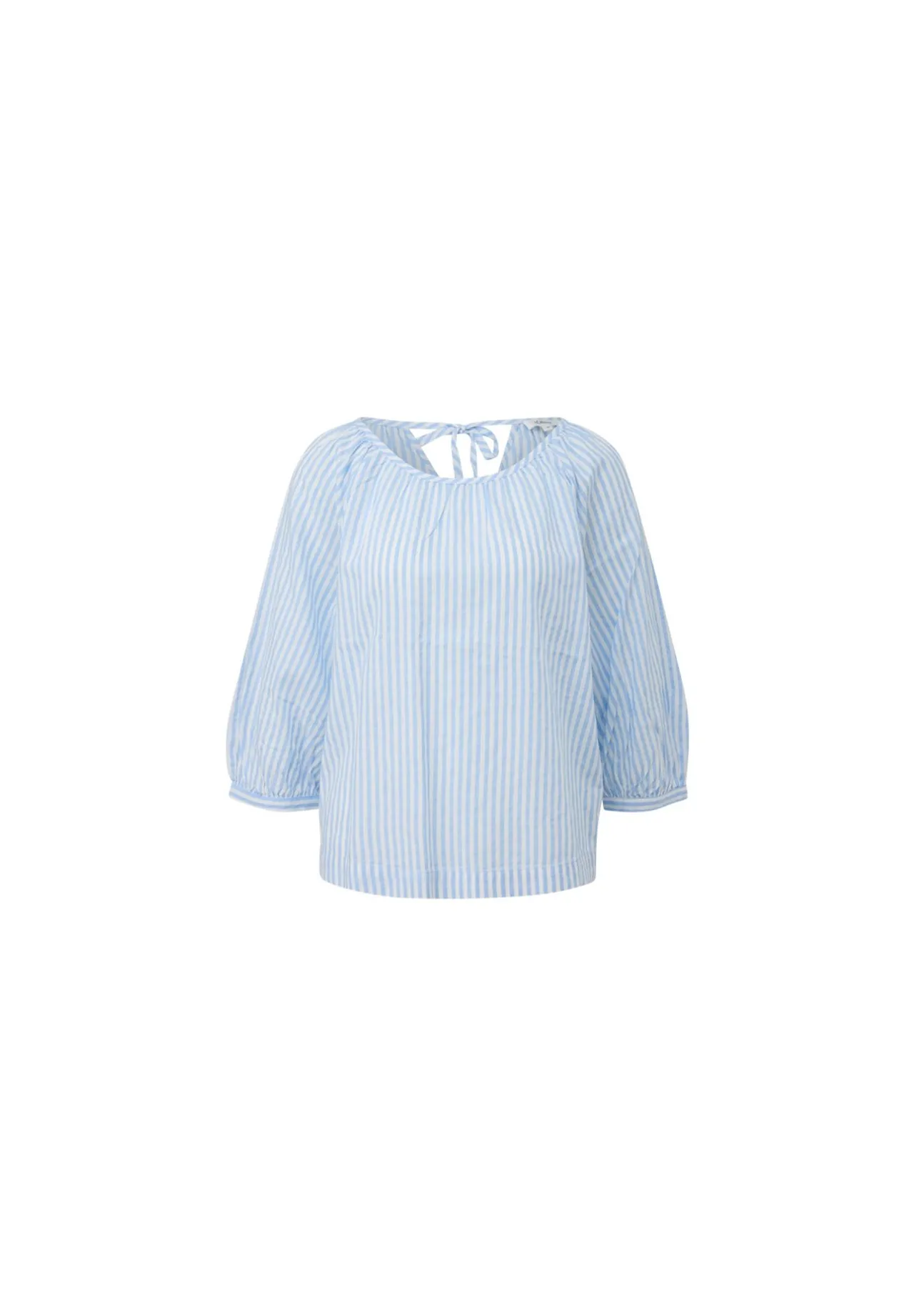 Gestreifte Bluse mit Bindedetail und 3/4-Ärmeln