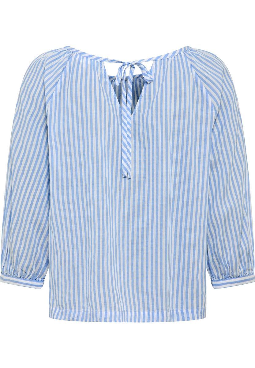 Gestreifte Bluse mit Bindedetail und 3/4-Ärmeln