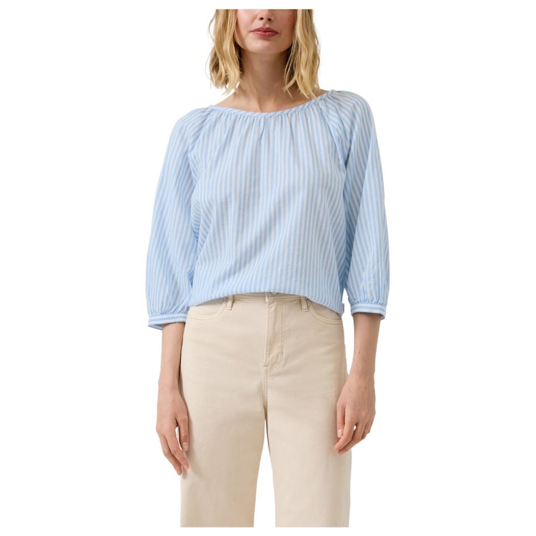 Gestreifte Bluse mit Bindedetail und 3/4-Ärmeln