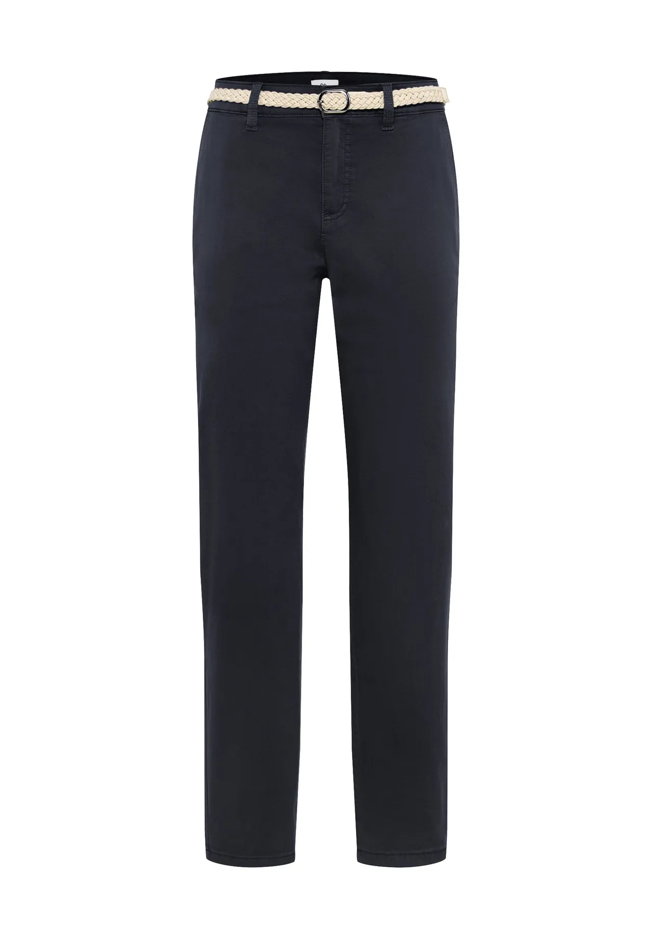 Navy Cropped Chino Hose mit Gürtel