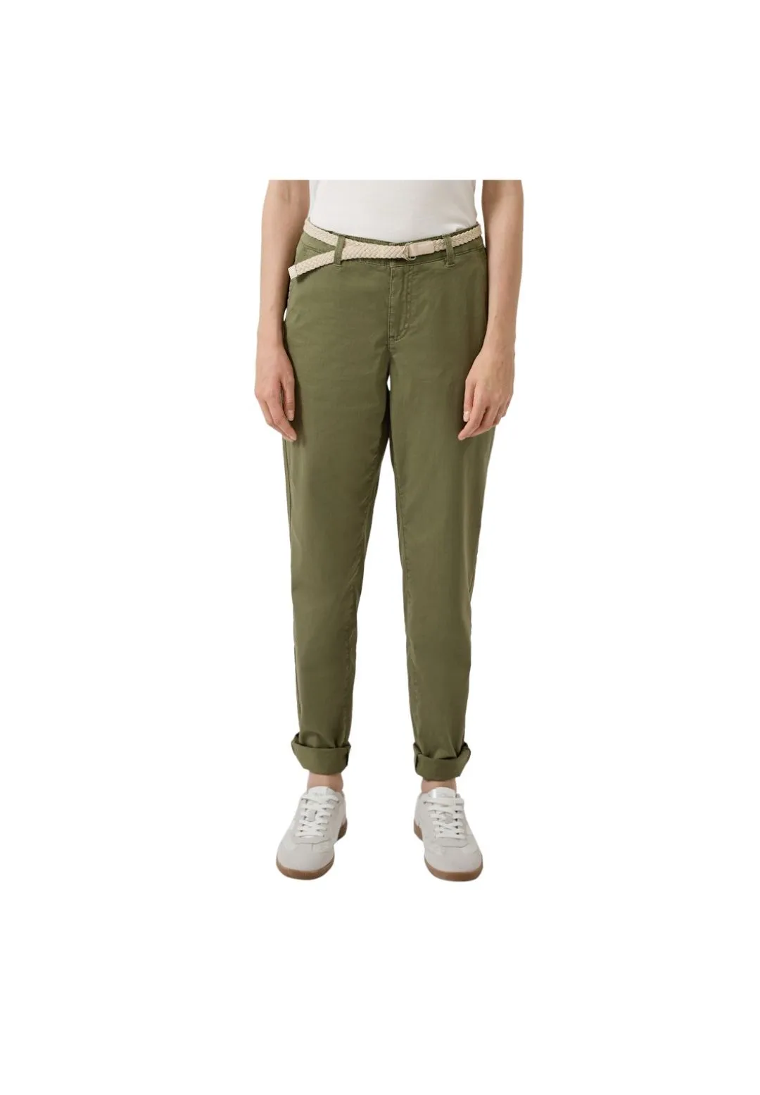 Navy Cropped Chino Hose mit Gürtel