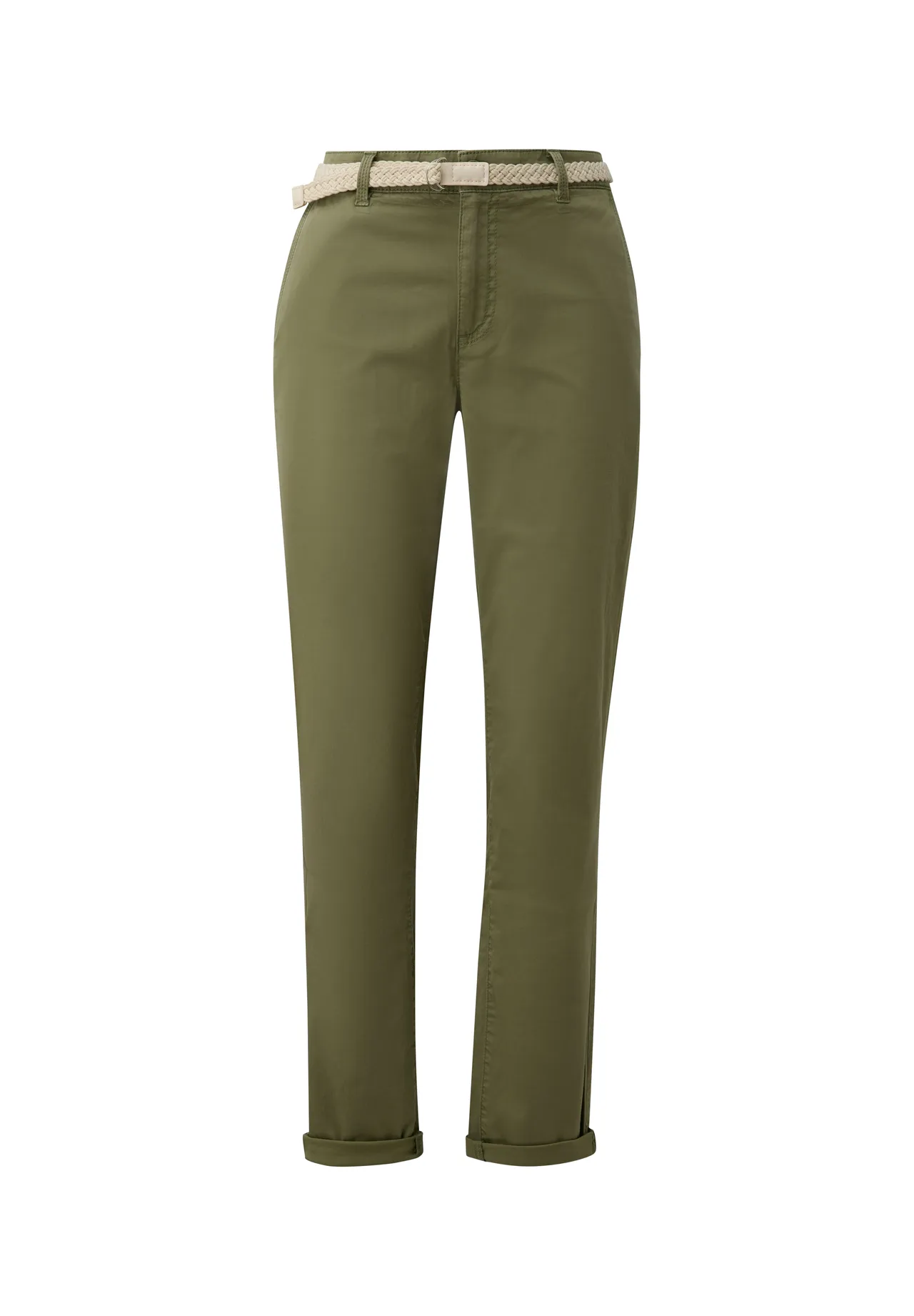 Navy Cropped Chino Hose mit Gürtel