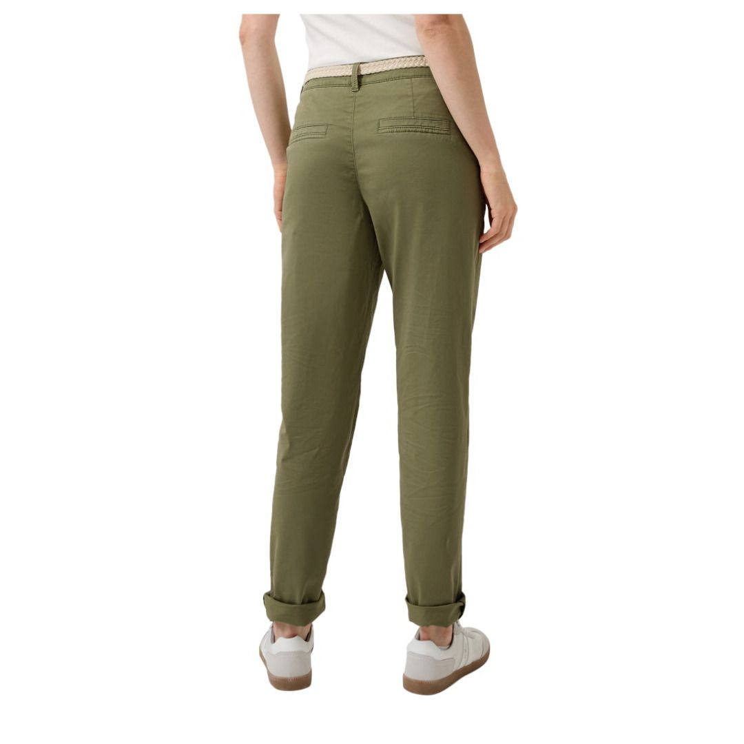 Navy Cropped Chino Hose mit Gürtel