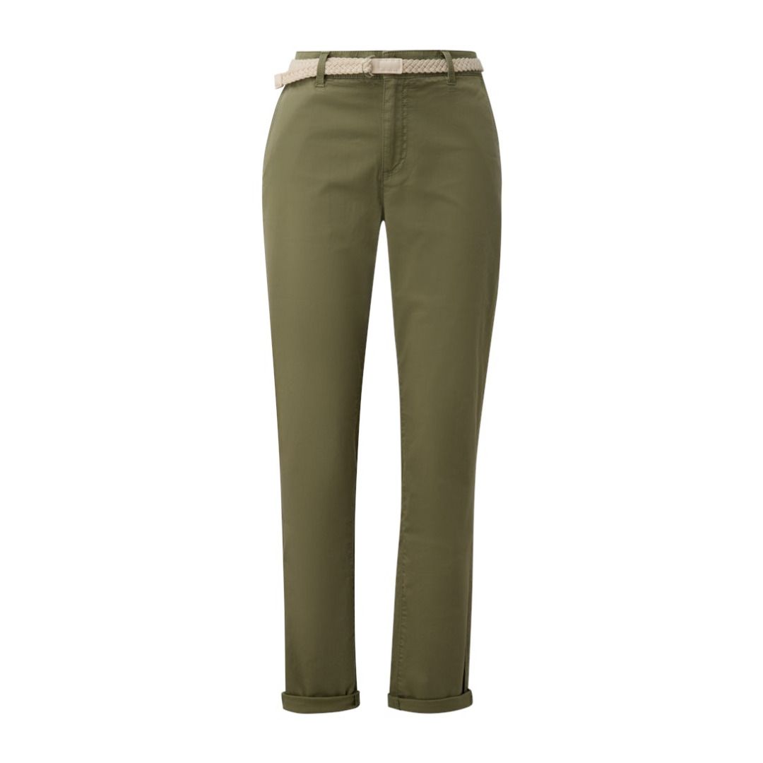 Navy Cropped Chino Hose mit Gürtel