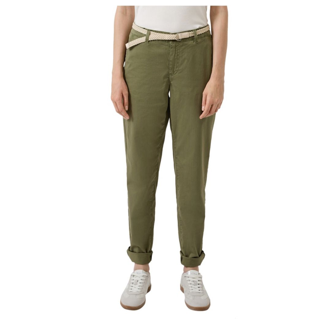Navy Cropped Chino Hose mit Gürtel