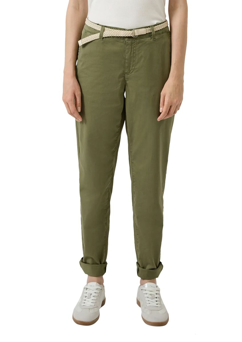 Navy Cropped Chino Hose mit Gürtel