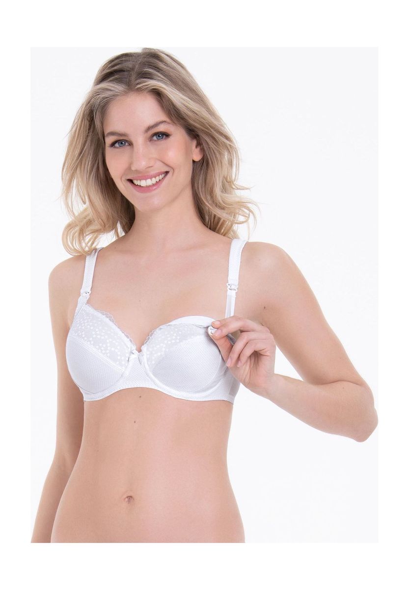 Bequemer weißer Still-BH mit Spitze