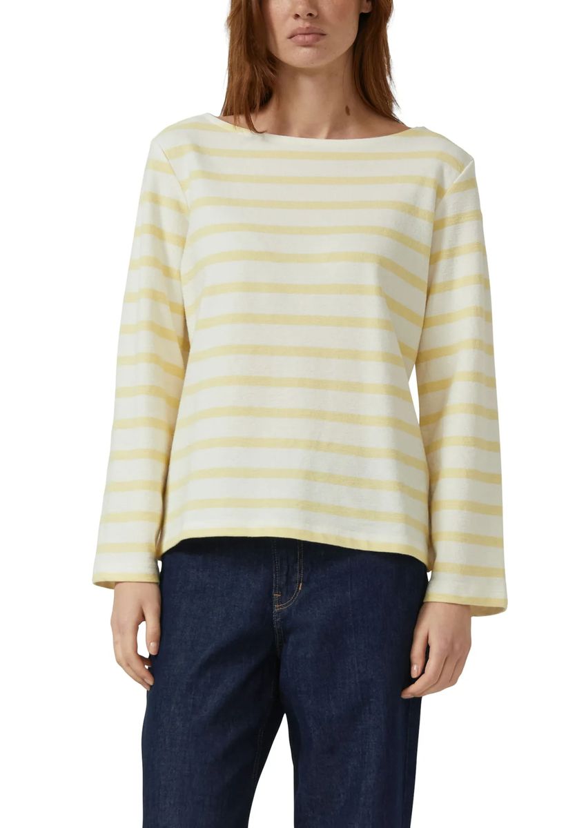 Gestreiftes Langarmshirt mit U-Boot-Ausschnitt