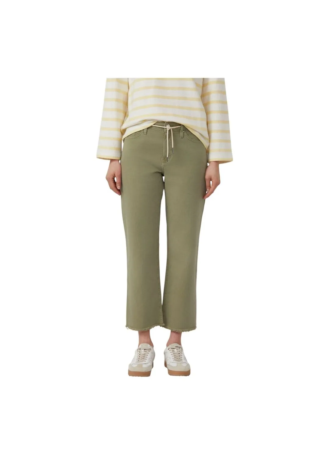 Cropped Jeans mit weitem Bein und Tunnelzug