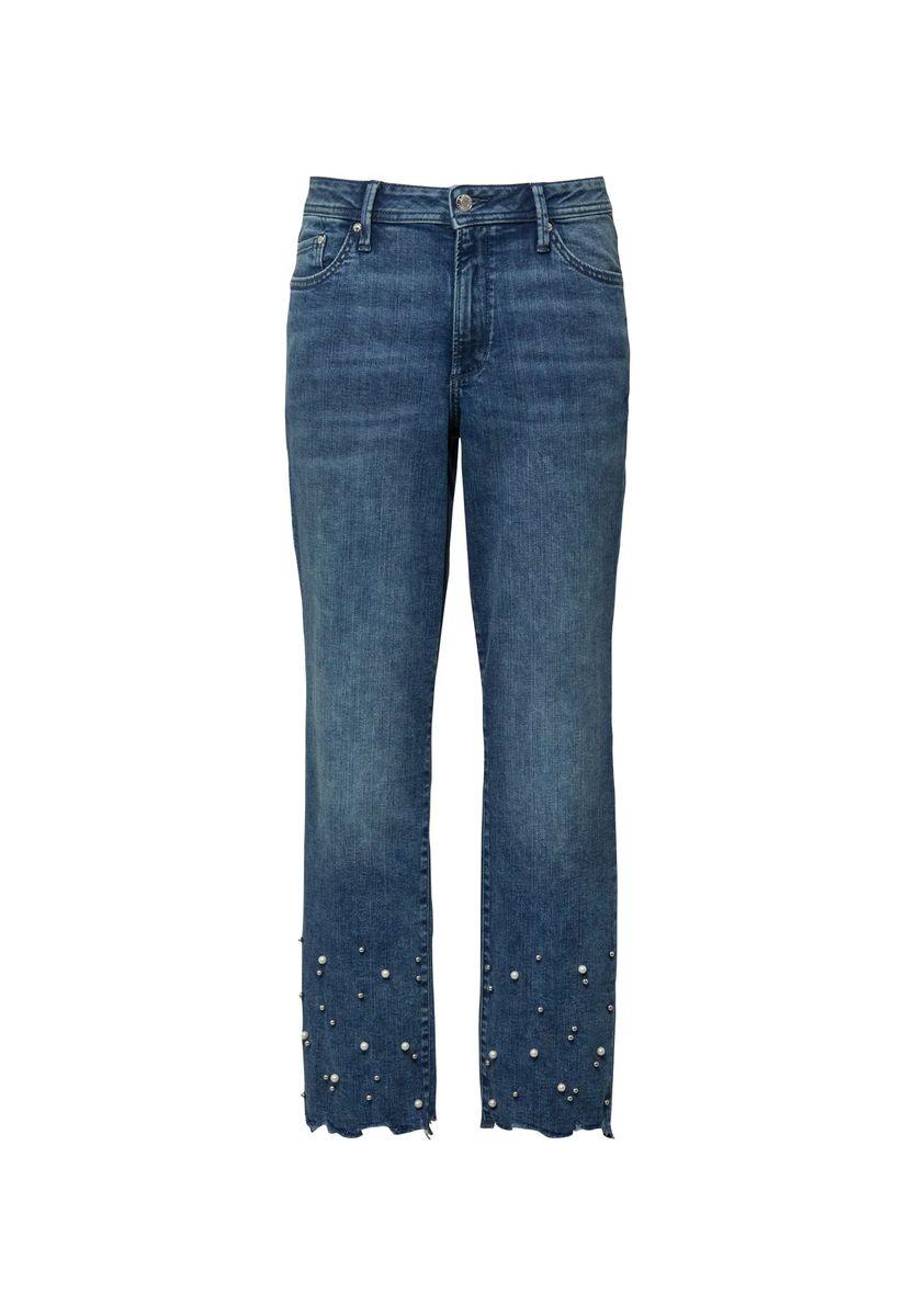 Gerade geschnittene Jeans mit Perlenbesatz