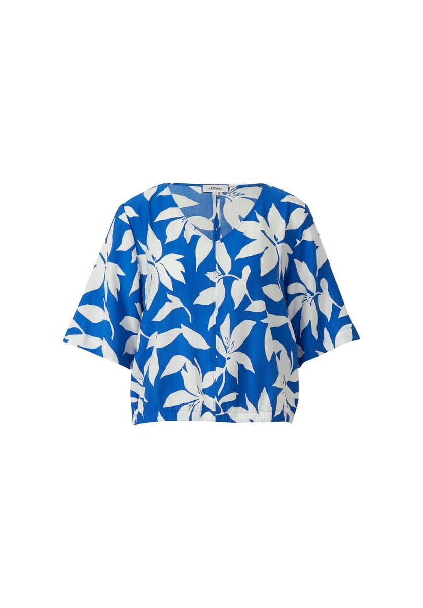 Blaue Bluse mit floralem Print