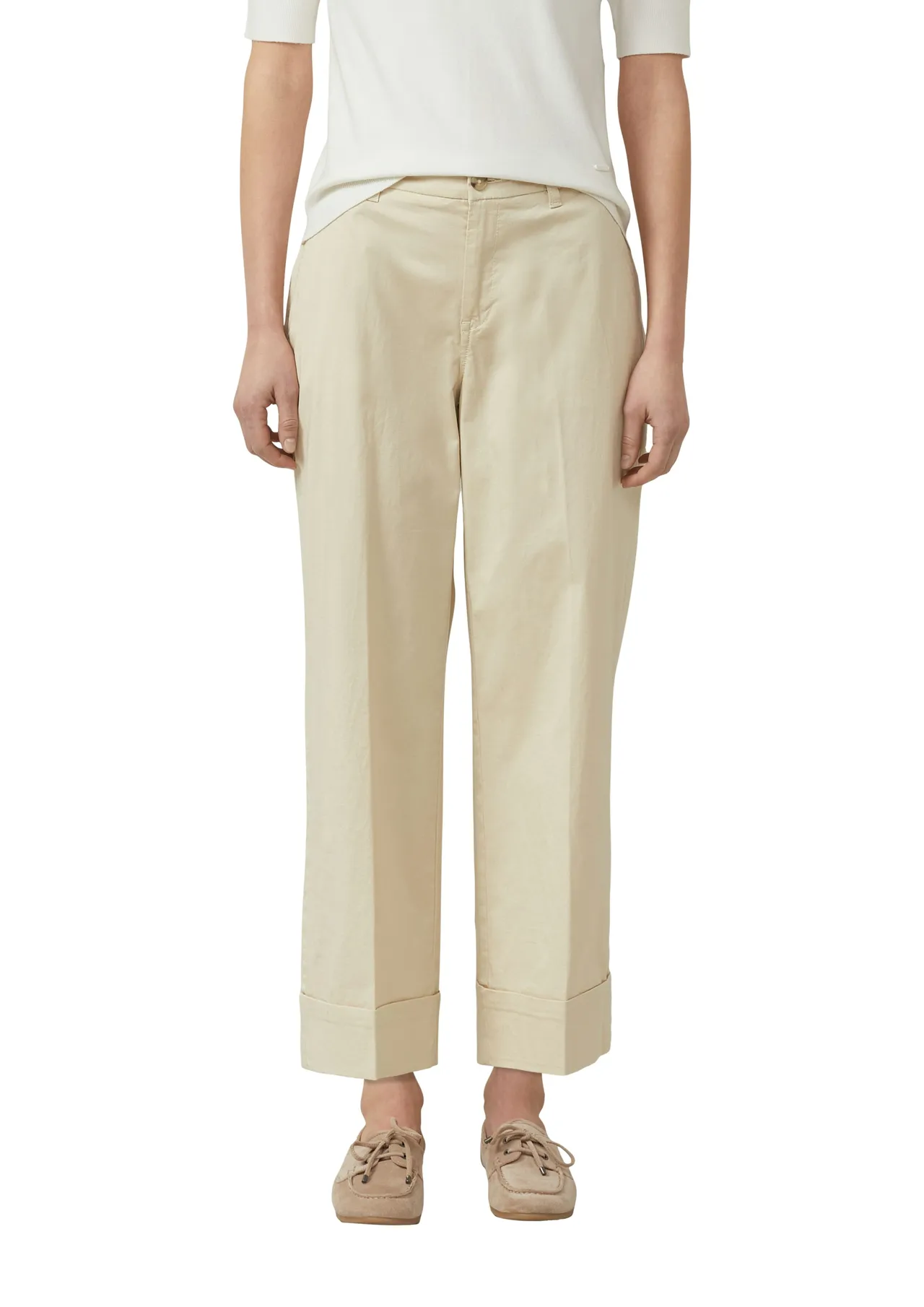 Beige Culottes mit Umschlag