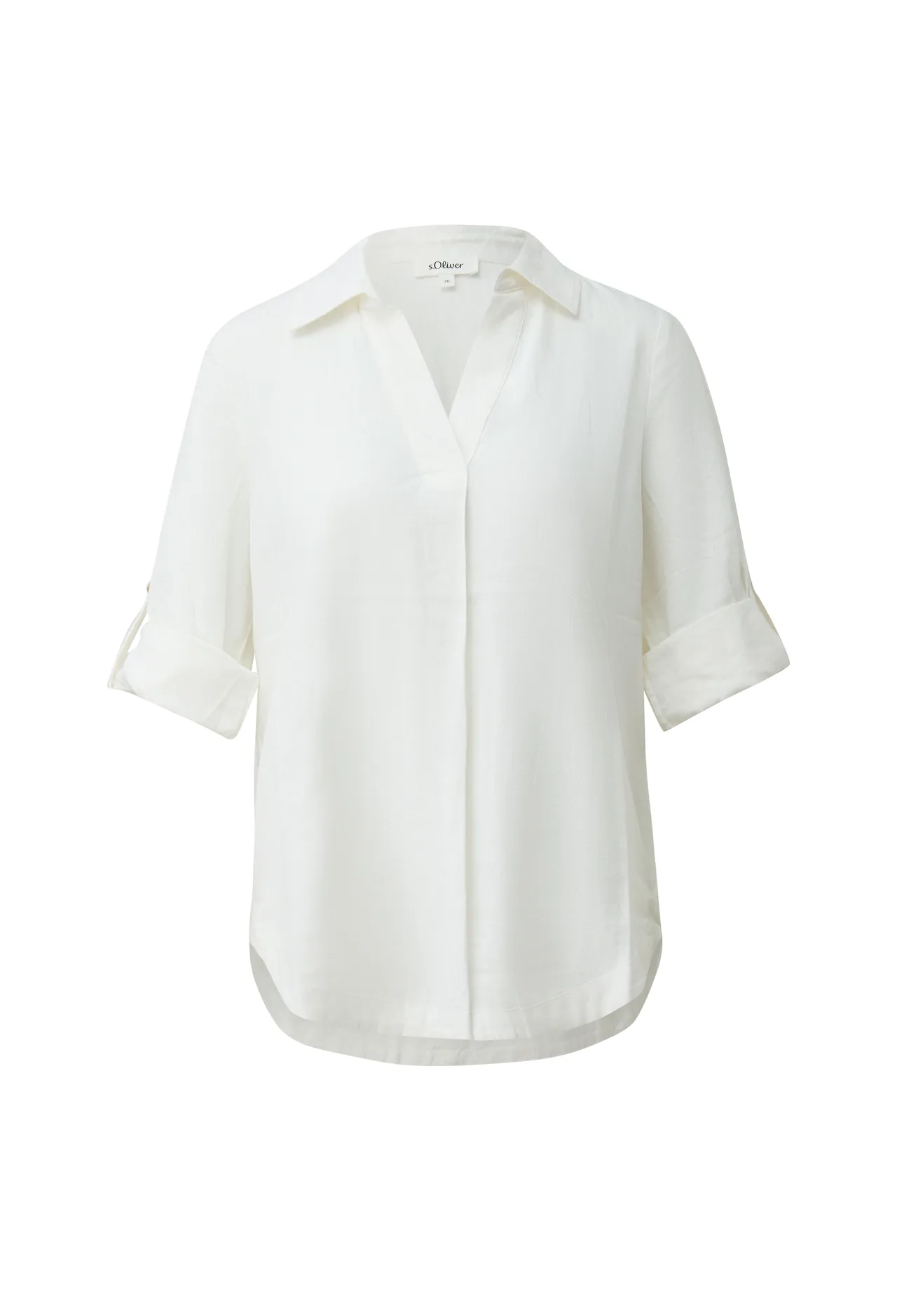 Damen Bluse mit Leinenanteil, lockerer Schnitt