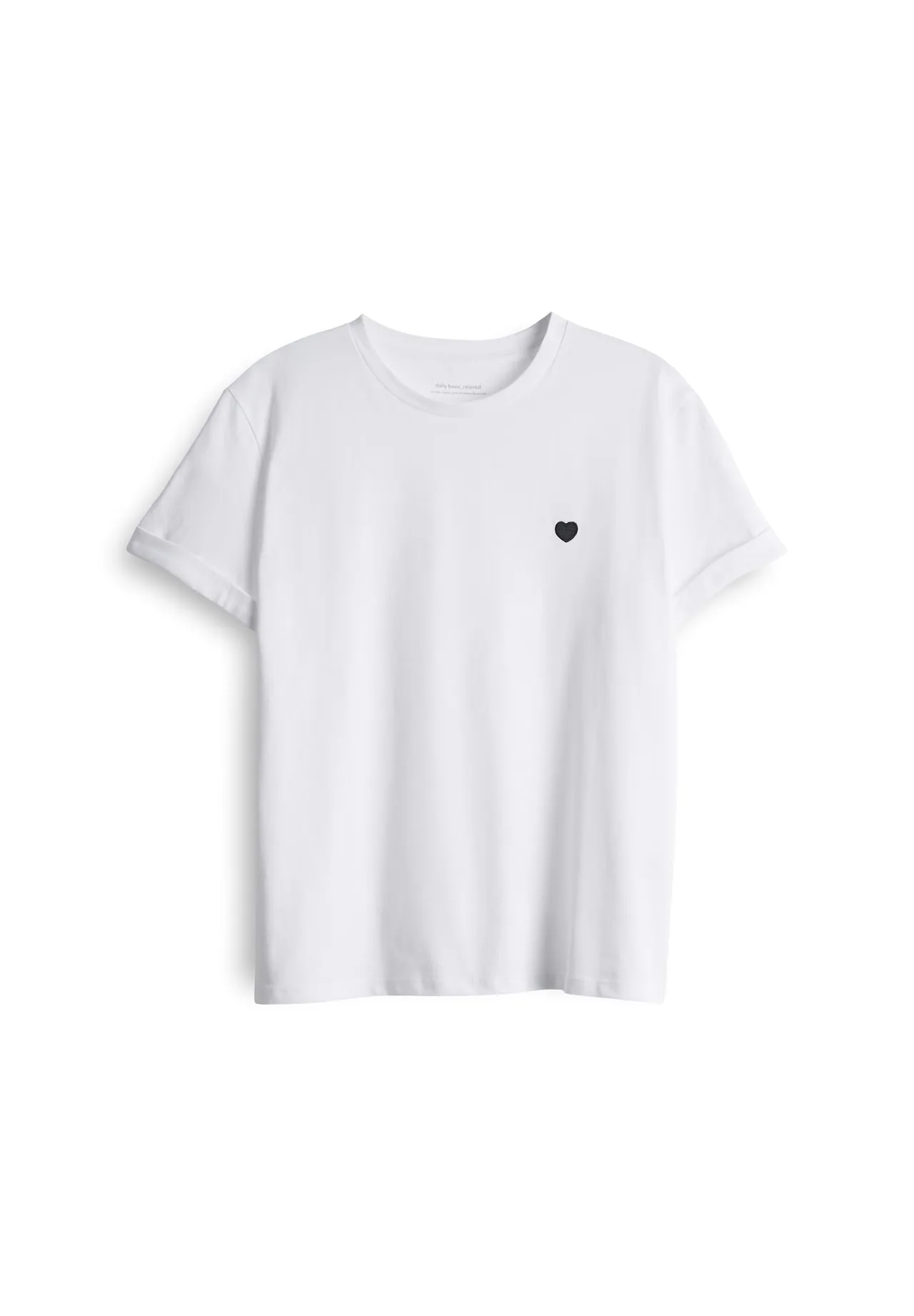 Klassisches weißes Baumwoll-T-Shirt mit Herz