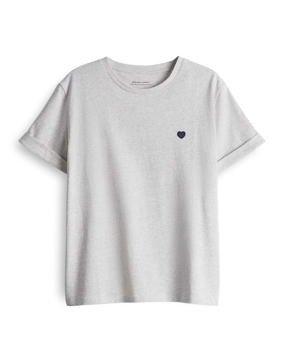 Klassisches T-Shirt mit Rundhalsausschnitt und Herz