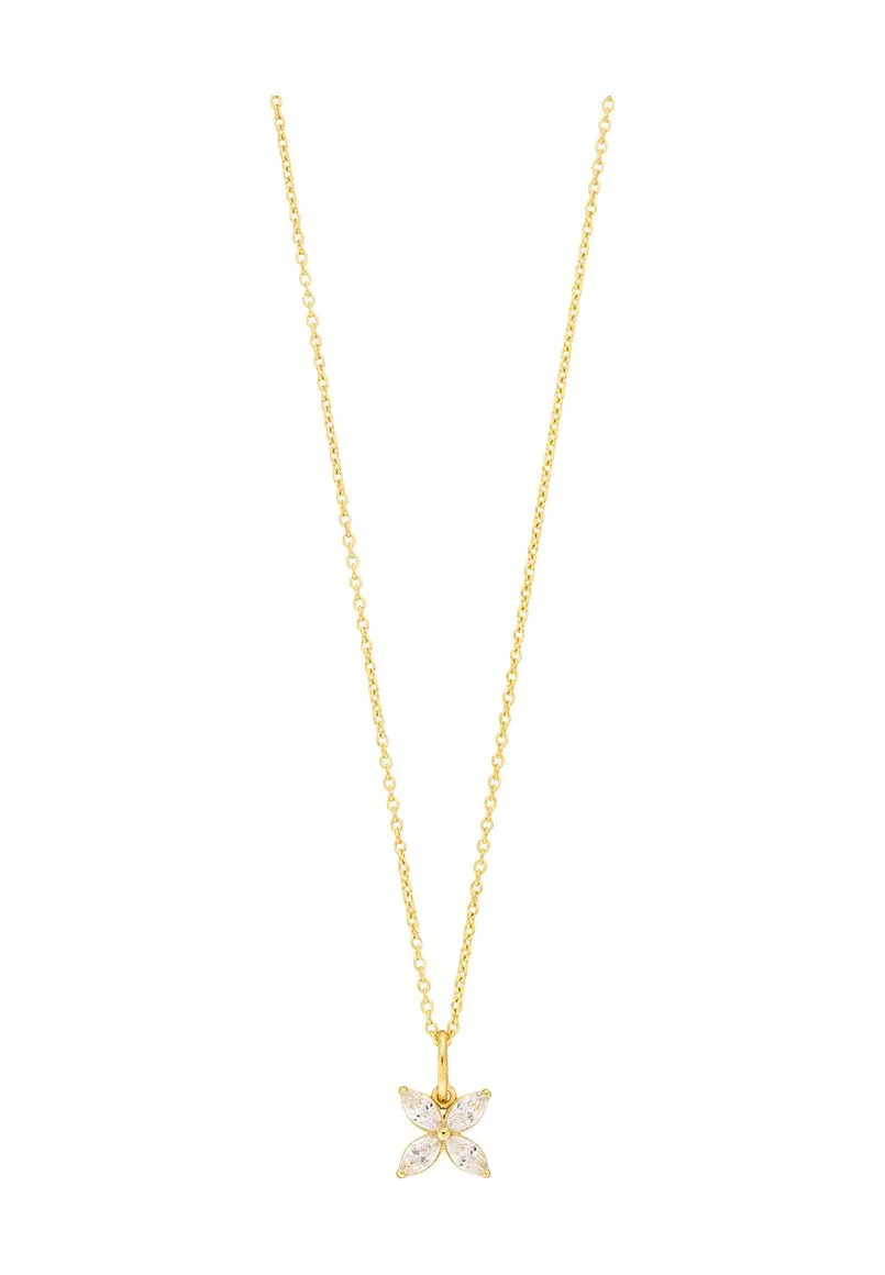 Leaf Damen Kette mit Anhänger, 925er Silber, GOLD, 45