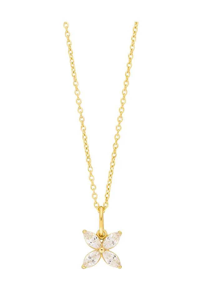 Leaf Damen Kette mit Anhänger, 925er Silber, GOLD, 45