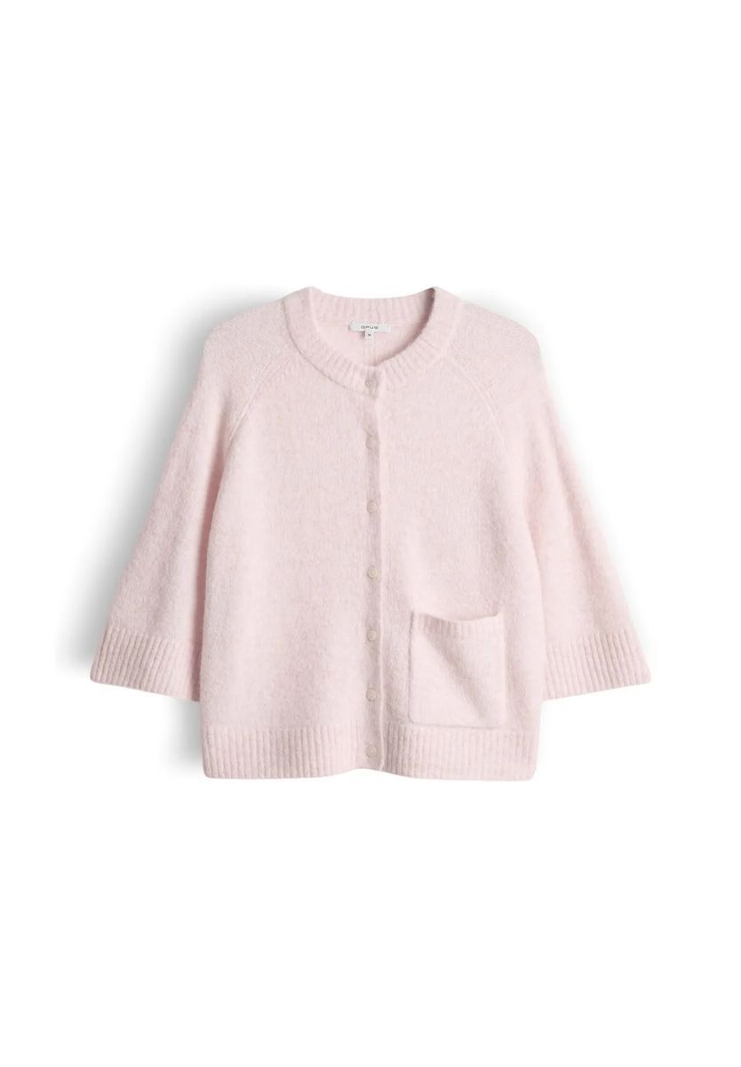 Kurze Strickjacke mit Rundhalsausschnitt und Tasche