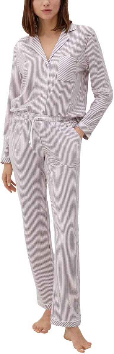 Gestreifte Baumwoll-Loungewear-Hose mit Kordelzug