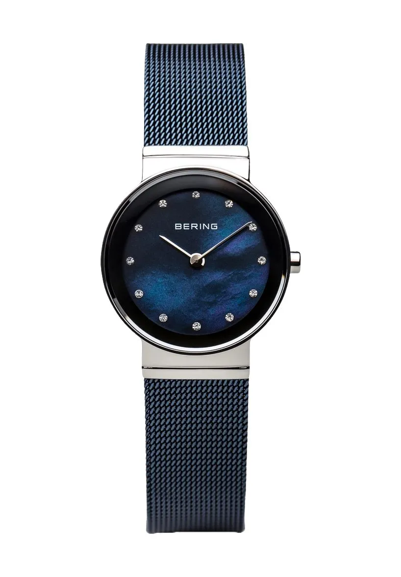 Elegante Damen-Uhr mit blauem Perlmutt-Zifferblatt