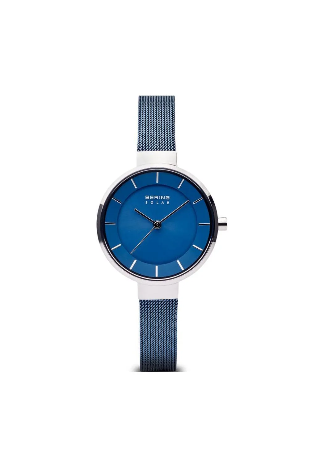 Minimalistische Runde Armbanduhr mit blauem Zifferblatt