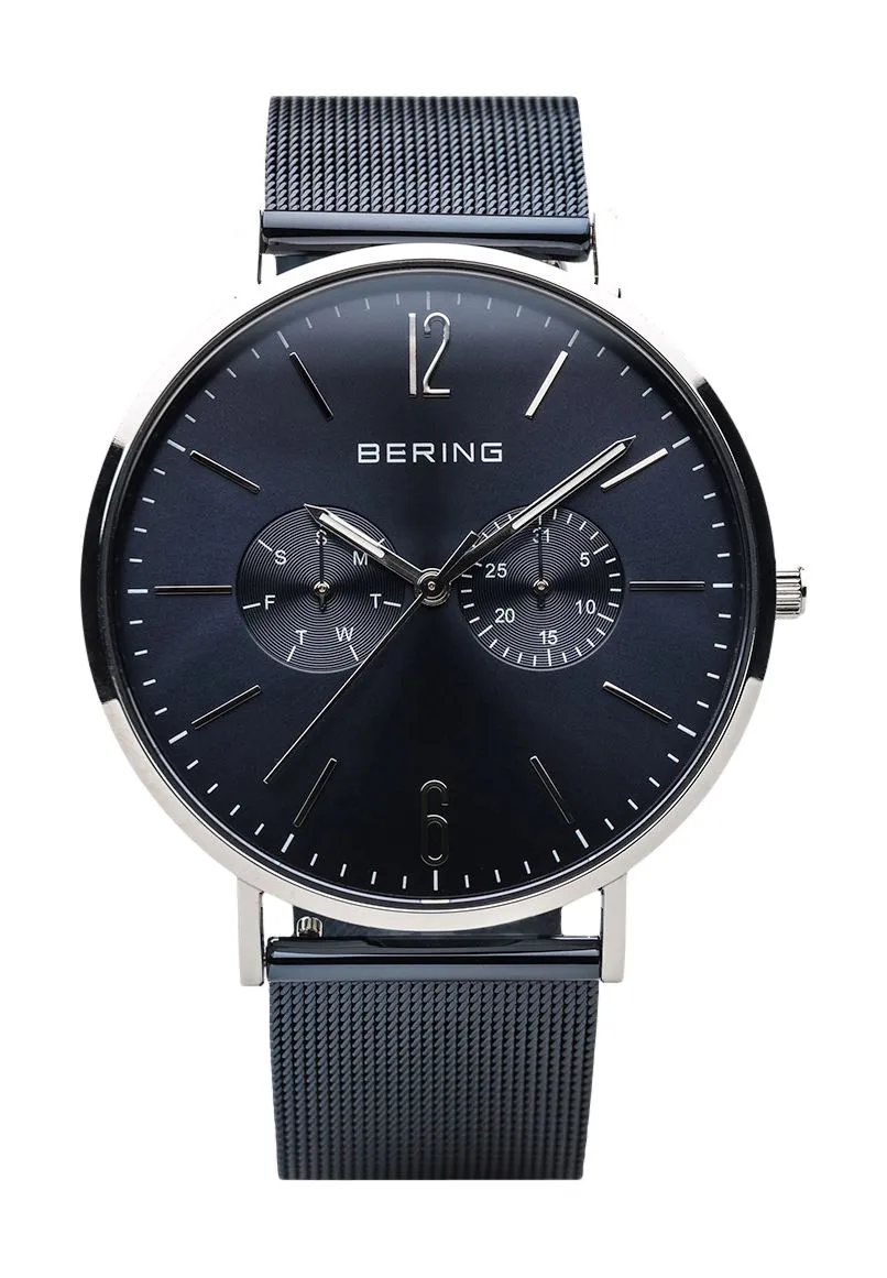 Herren Multifunktionsuhr mit blauem Mesh-Armband