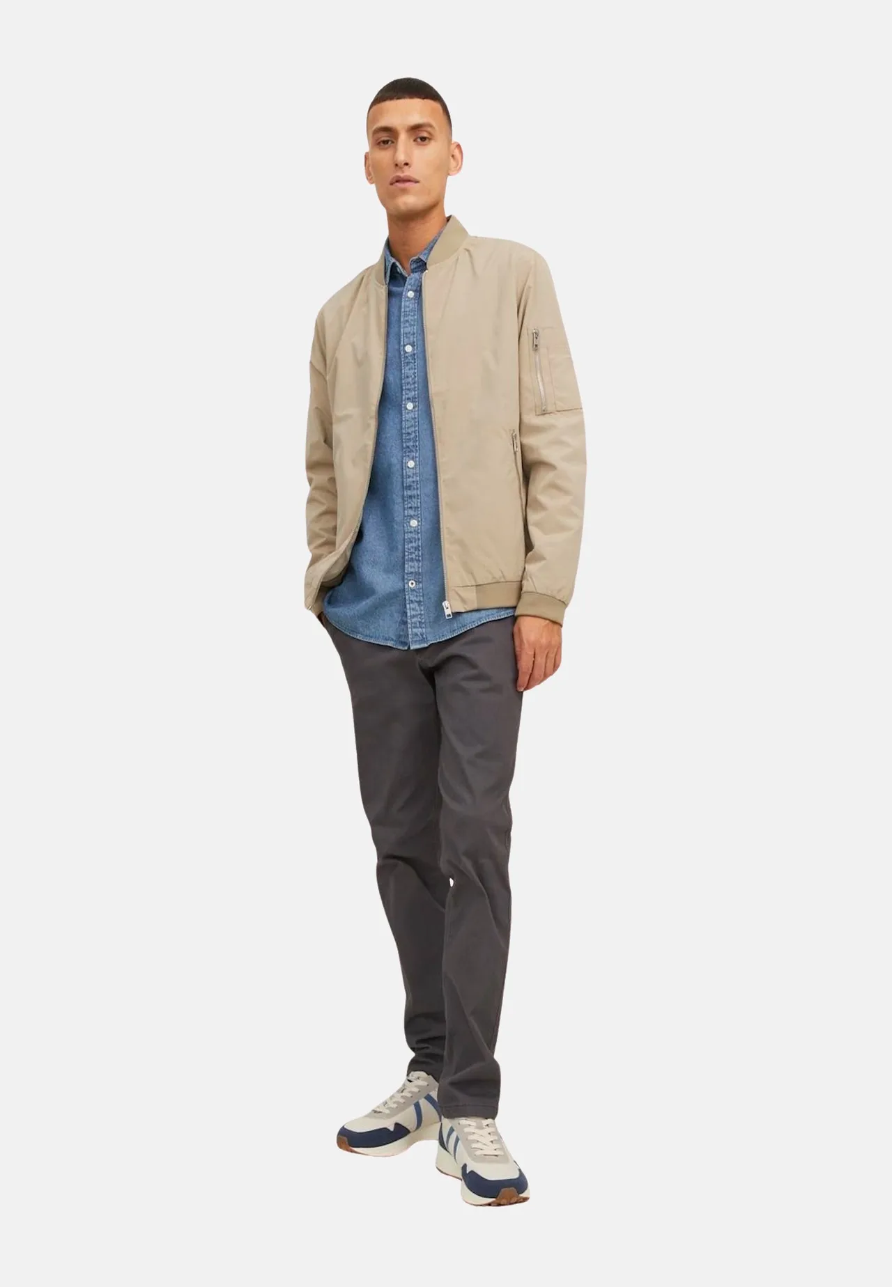 JACK & JONES Jacke Bomber Jacket JJERUSH BOMBER Zip Bomberjacket, beige, XXL