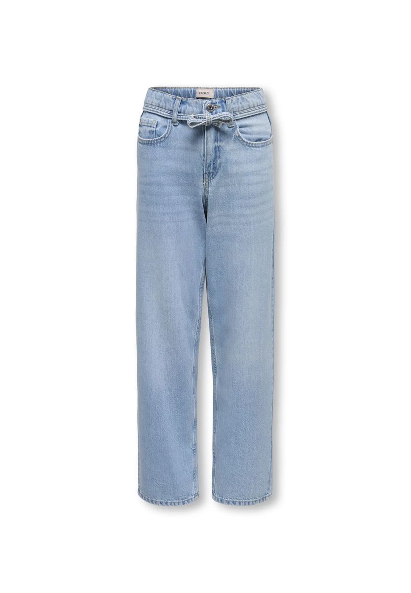 Mädchen Jeans mit weitem Bein und heller Waschung
