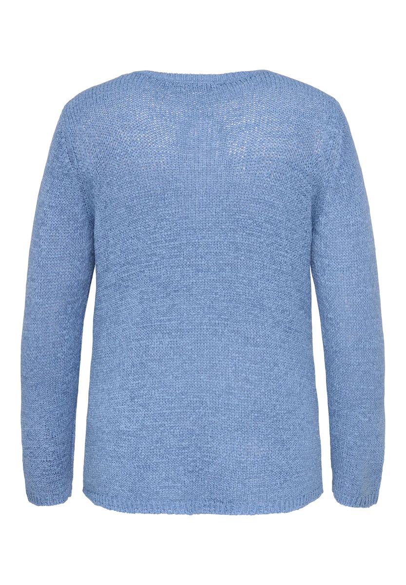 ONLY CARMAKOMA Strickpullover, V-Ausschnitt, für Damen, blau, 46/48