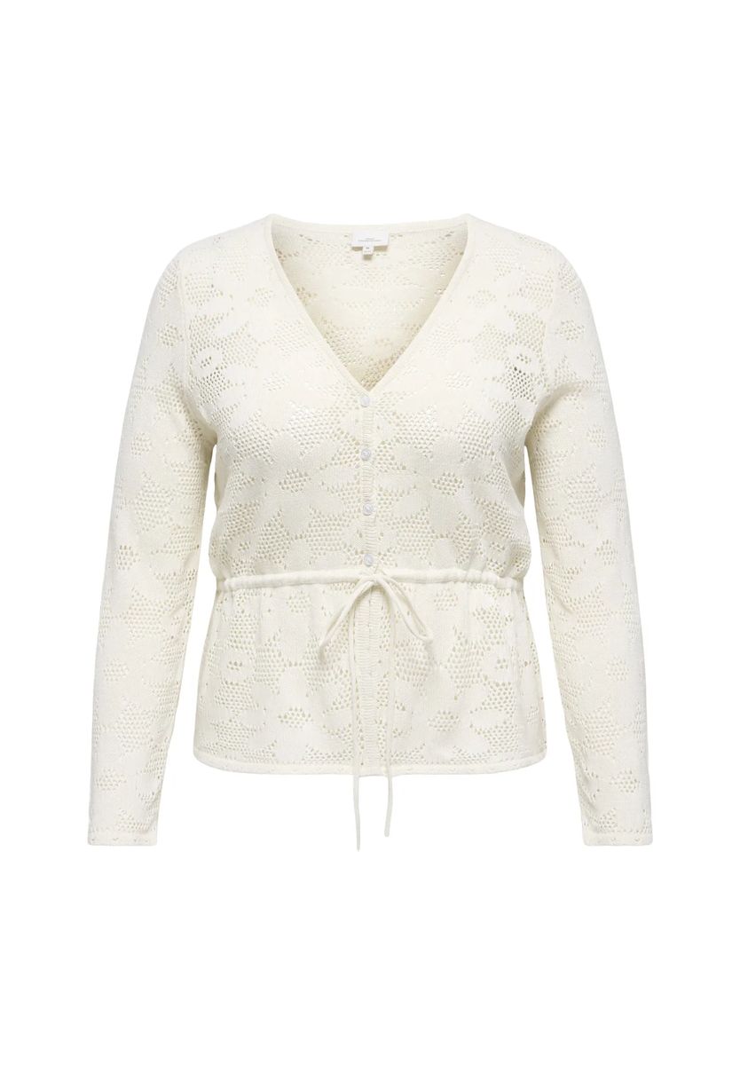 ONLY CARMAKOMA Strickjacke, V-Ausschnitt, für Damen, weiß, 46/48