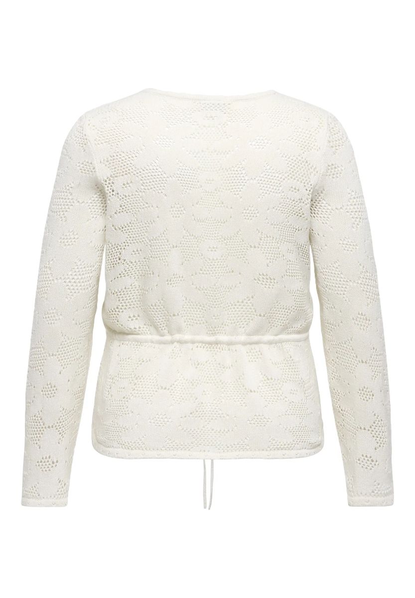 ONLY CARMAKOMA Strickjacke, V-Ausschnitt, für Damen, weiß, 46/48