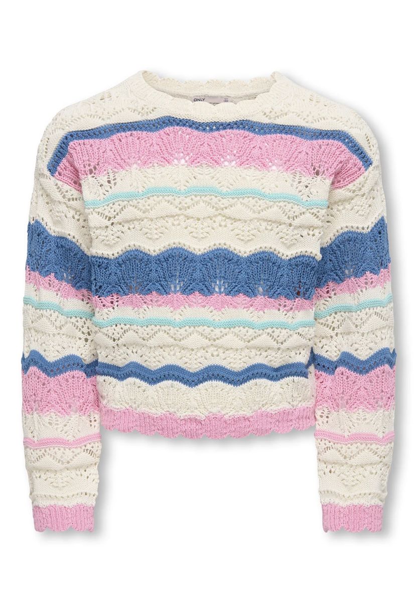 Kurzer Strickpullover mit Streifen