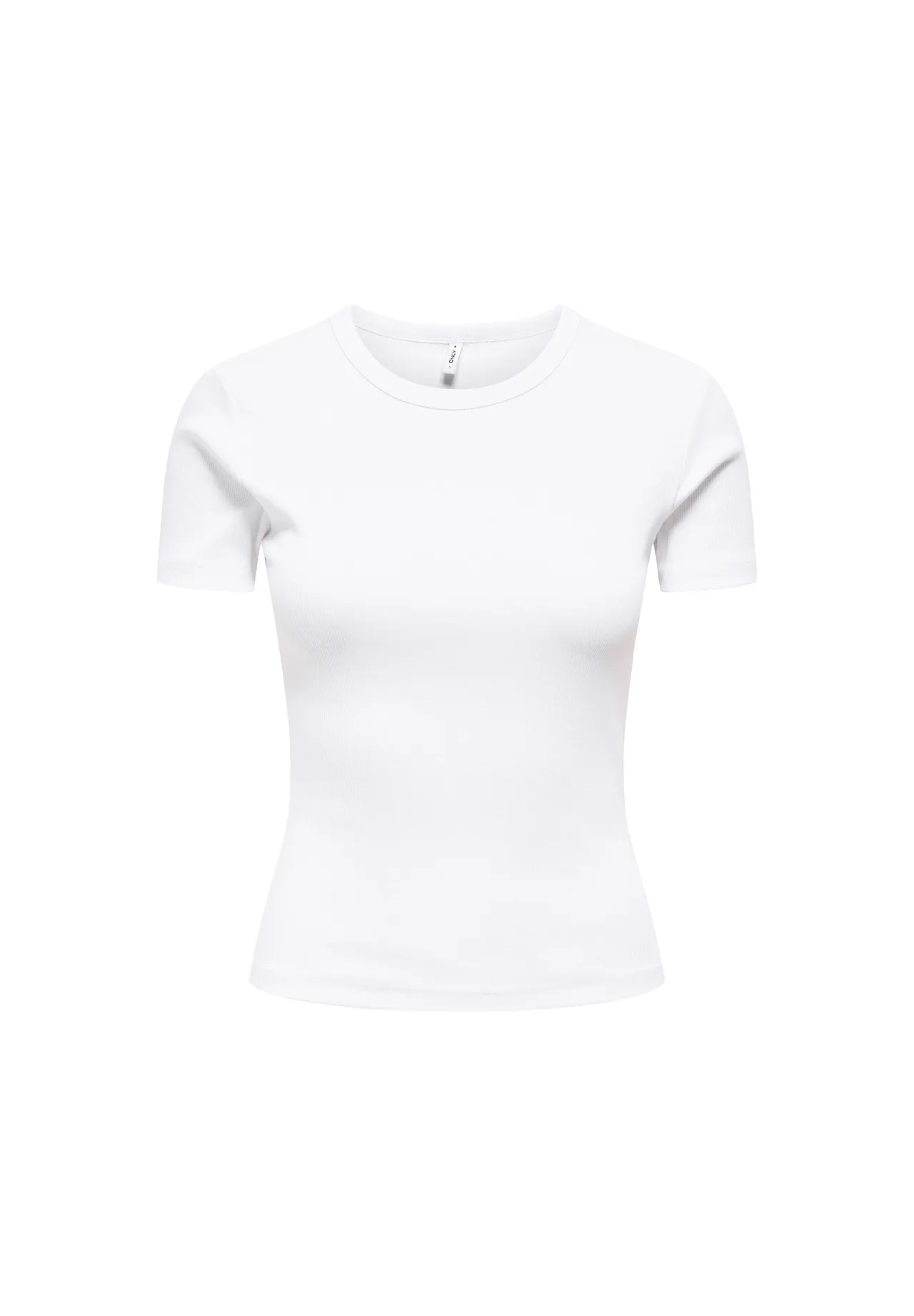 Figurbetontes geripptes Rundhals-T-Shirt
